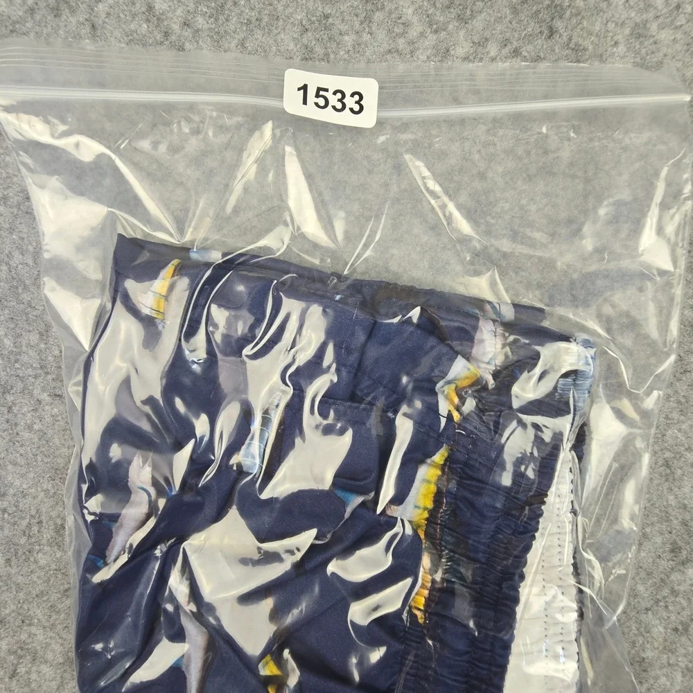Spicy Tuna Swim‎ Trunks Men 2XL Navy Blue Marlin Print Elastic Waist Beachwear